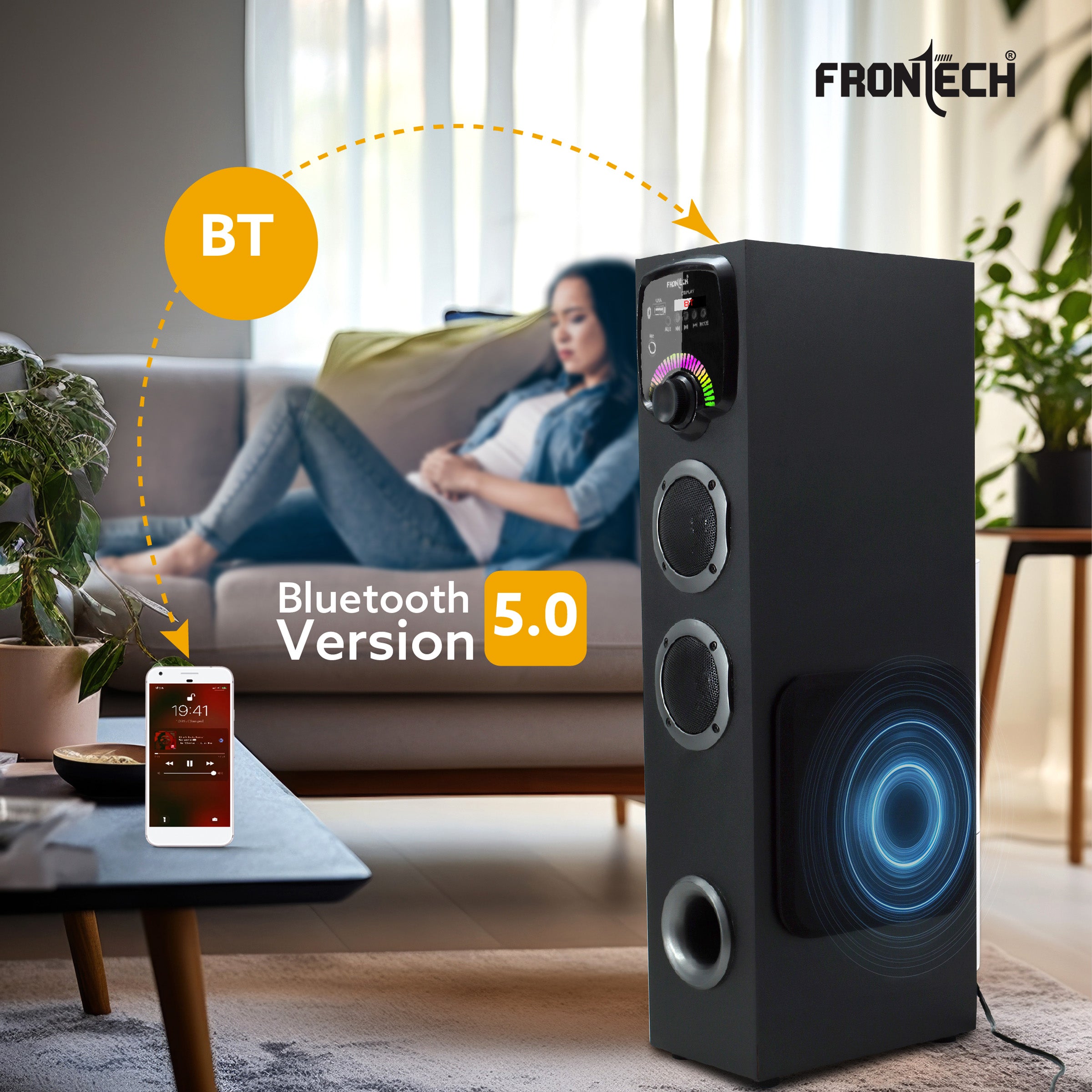 Frontech Spark Wireless 60W Bluetooth 5.0 Tower Speaker System (SW-0163) Frontech Spark Wireless 60W Bluetooth 5.0 Tower Speaker System (SW-0163)